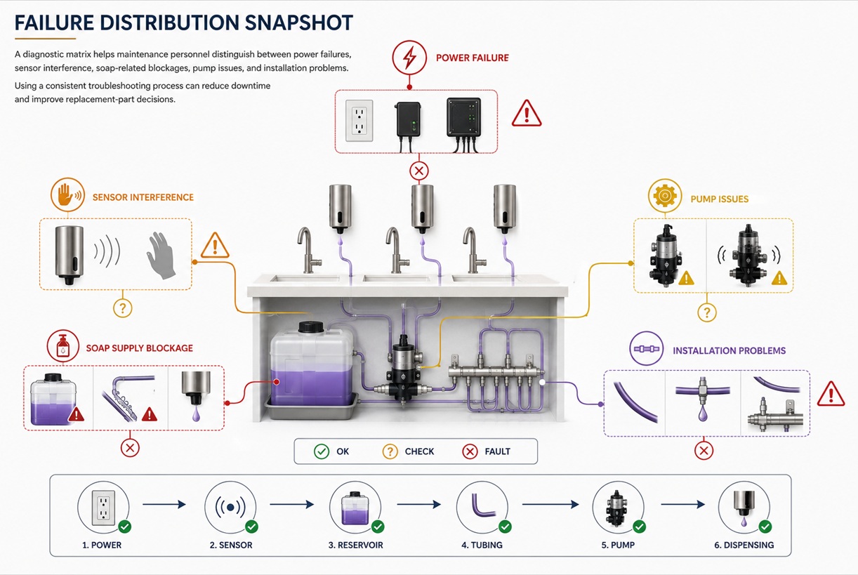 Automatic soap dispenser failure distribution snapshot